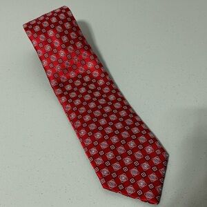 Dolcepunta Men's Geometric Tie Red Made in Italy 100% Silk